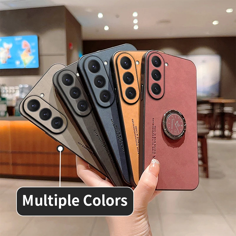 Étui en cuir avec anneau pour Samsung Galaxy S23, S24, S20, S22, S10, S9, S8 Plus, Ultra, Fe, Note 8, 9, S21, style rétro_voghion.com