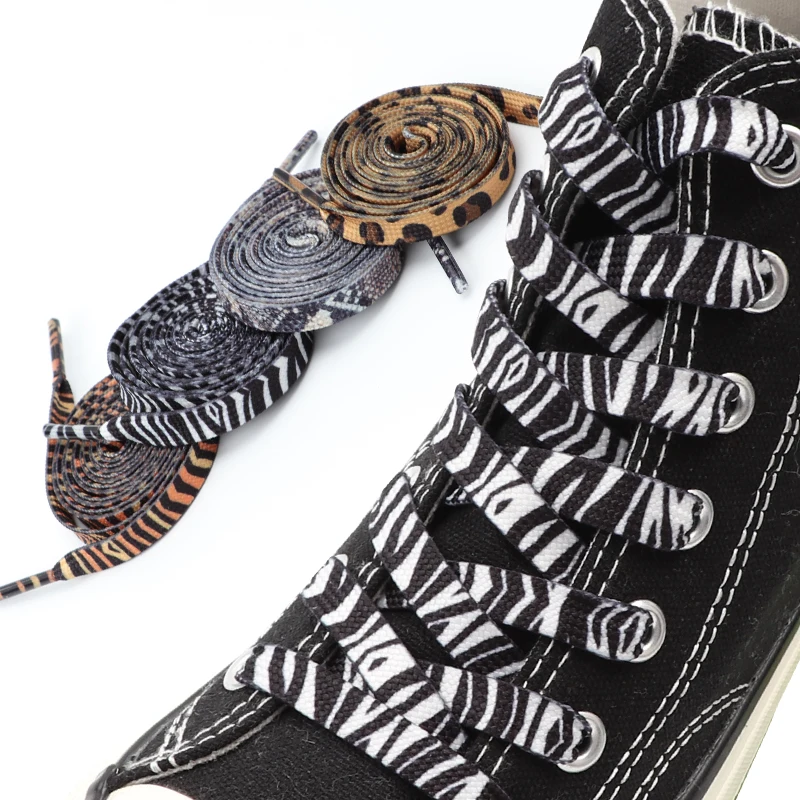 1 paio di scarpe di tela lacci delle scarpe Animal Leopard print Pattern lacci delle scarpe sportive uomo e donna stampa lacci delle scarpe Flat Shoestring