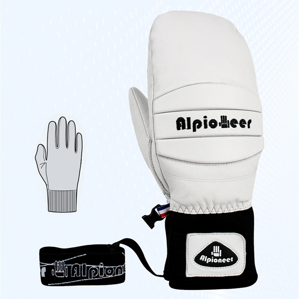 ALPIONEER Ski Gloves Winter Warm Snow Sports Gloves Men Women Universal Goat Leather Palm Windproof Waterproof Snowboard Mittens - Image 3