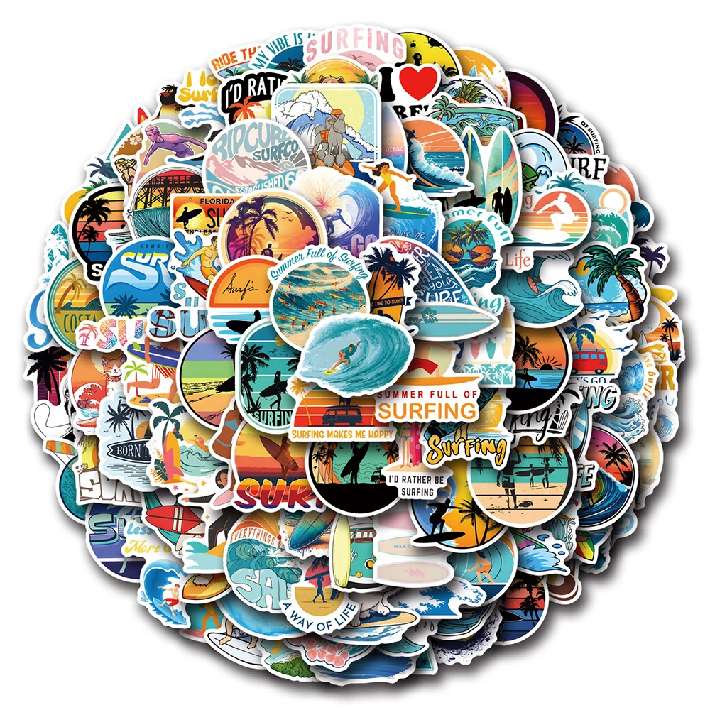 10/30/50/100PCS Cool Summe SURF Graffiti Sticker Decoration DIY Skateboard Laptop Car Phone Surfboard Luggage Waterproof cartoon stickers decorative stickers graffiti stickers
