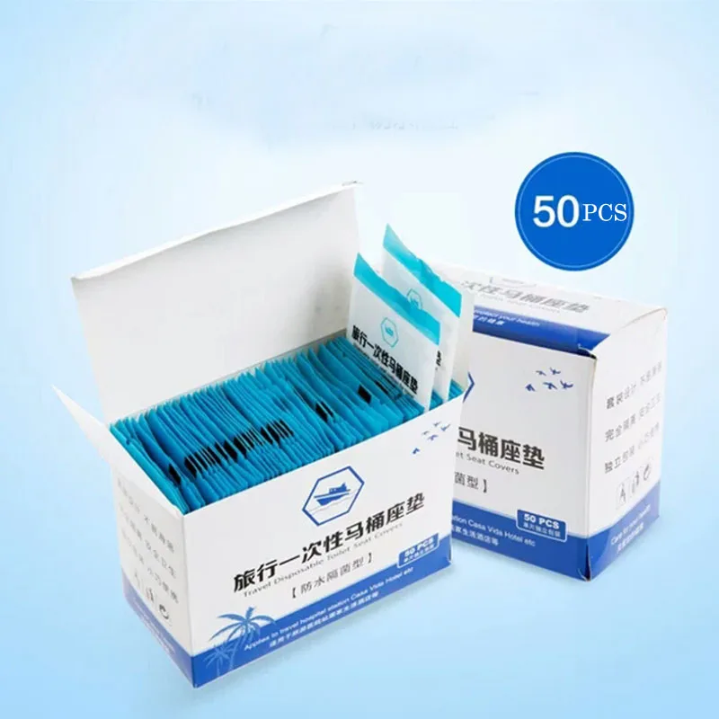 Toilet Seat Accessories Toilet Seat Cover 50 Pcs/Bag Travel Disposable Toilet Seat Covers Mat 100% Waterproof Accessories Set Paper Pad For Travel/Camping Bathroom