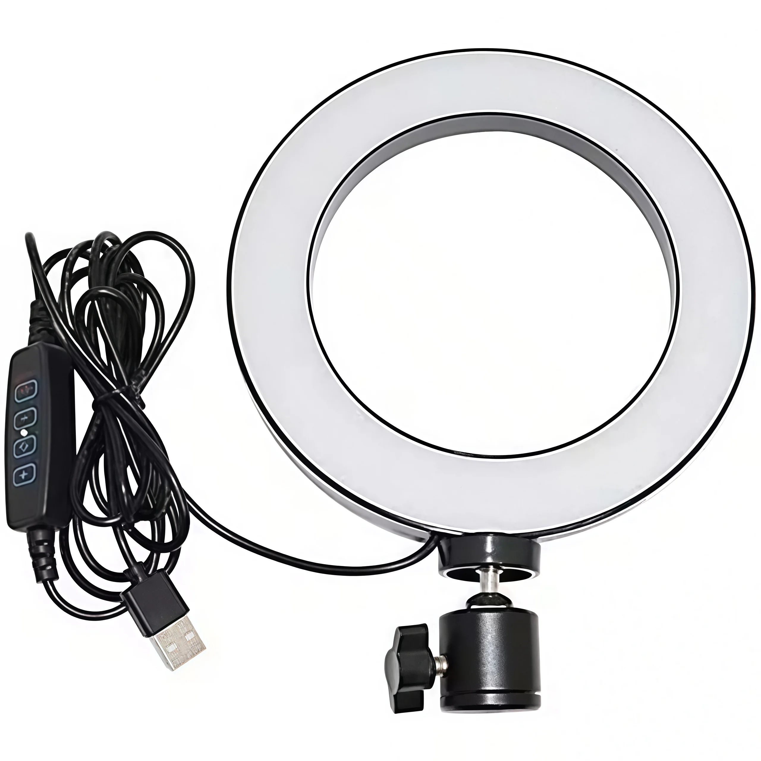 Mini LED Ring Light with USB Plug - Dimmable Desktop Photography and Video Lighting