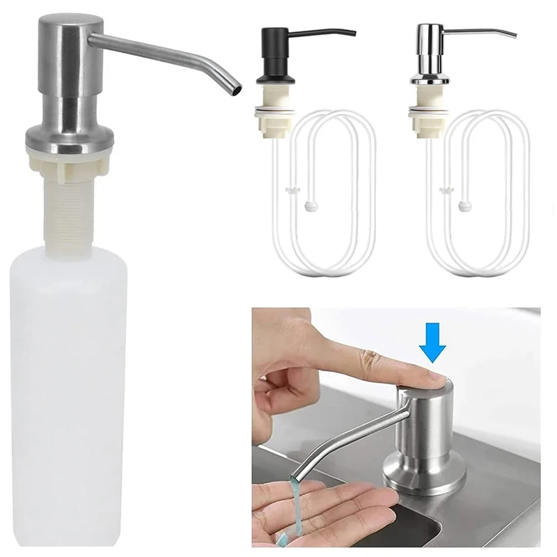 Soap Dispenser Soap Dispenser for Kitchen Sink Countertop Soap Dispenser Pump Silicone Extension Tube Connect to The Bottle Directly