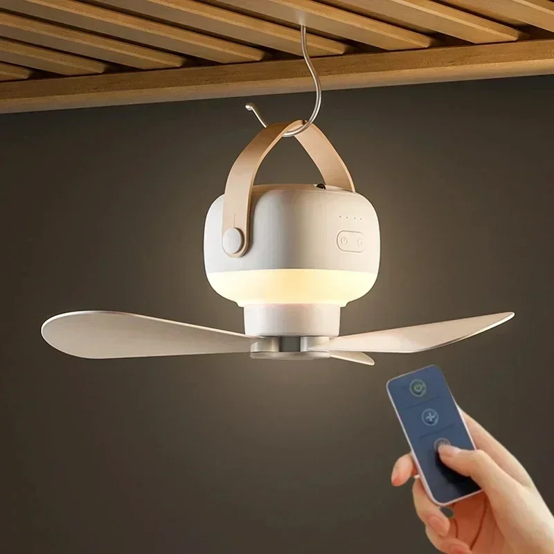 Portable Rechargeable Ceiling Fan with LED Light