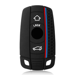Premium Silicone Car Key Protector Shell - Stylish & Durable Key Cover Accessories (Black Red Blue Line)