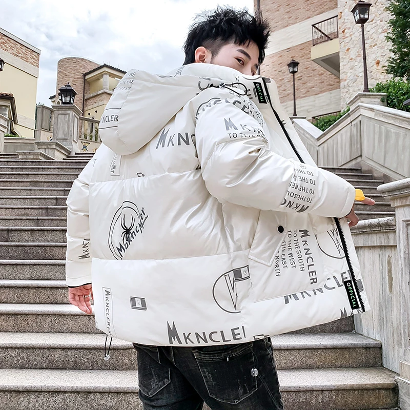 Chaqueta blanca de plumón de pato para hombre, abrigo cálido con capucha estampadas de Hip Hop, Parka gruesa y cálida para invierno, 2022| Chaquetas de plumón| - AliExpress