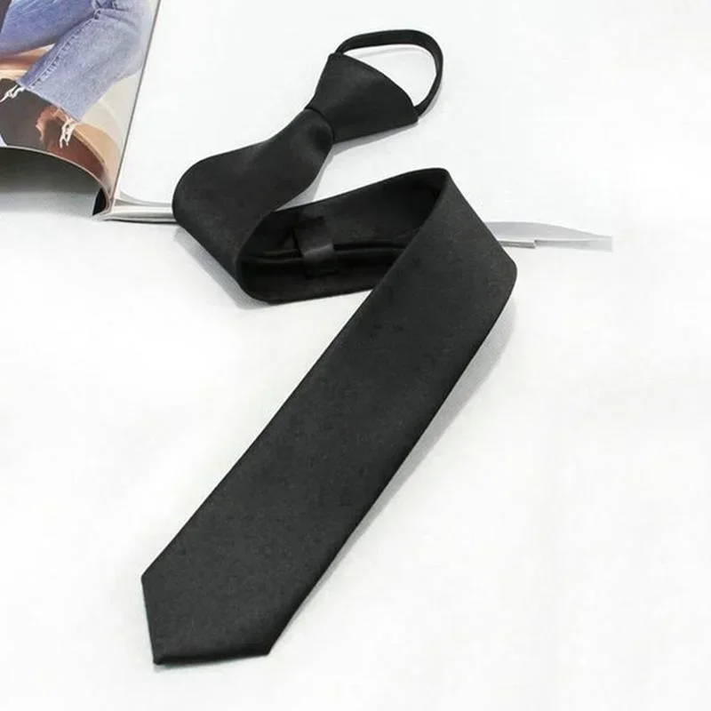 

Casual Black Clip Ties for Men Simple Necktie Doorman Steward Matte Suit Business Skinny Lazy Tie Accessories