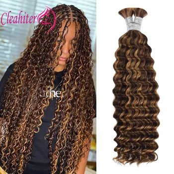 P4/30 Deep Wave Boho Braids Human Hair Bulk Braiding Hair 100g/Pc 16-26 Inch For Women Brazilian Virgin Hair Full End No Weft 1