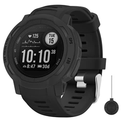 Premium Silicone Replacement Watchband for Garmin Instinct Series Smartwatches (Black)