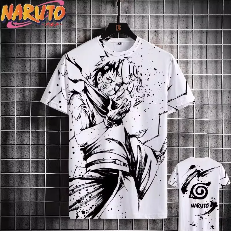 MINISO Naruto Men's T Shirt Japanese Anime 3D Prints Casual Short Sleeve Tees Street Oversized Clothing Fashion Cartoon T-Shirts 2