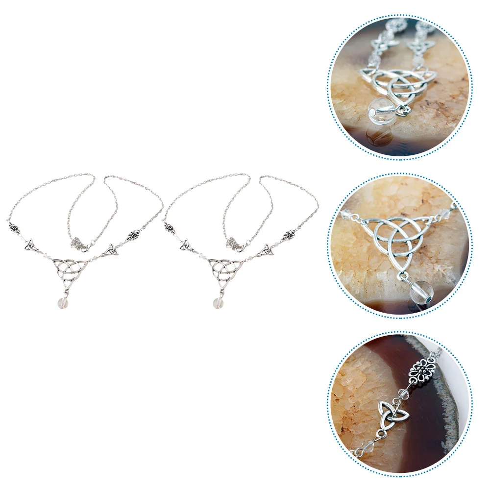 

2 Pcs Crystal Head Chain Decor Fashion Hair Alloy Forehead Gothic Shiny Headwear Prop Beading Frontal Bride Bridal