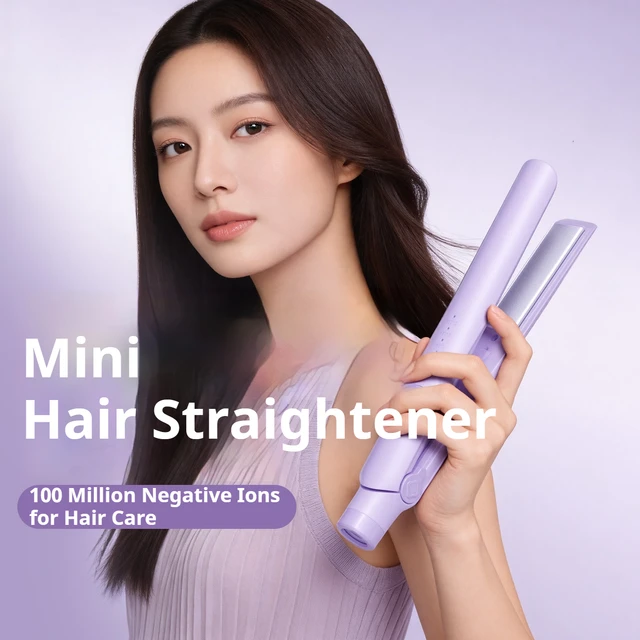 Lisseur et boucleur de cheveux portable 2 en 1, 100 millions d'ions négatifs, 3 couches anti-brûlure, faible puissance 26W, sûr pour les voyages 1