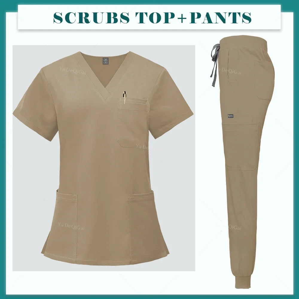 

Medical Scrubs Women Hospital Nurse Uniforms Unisex Workwear Wholesale Price Beauty Surgical Set Elastic Pocket Jogger Suits