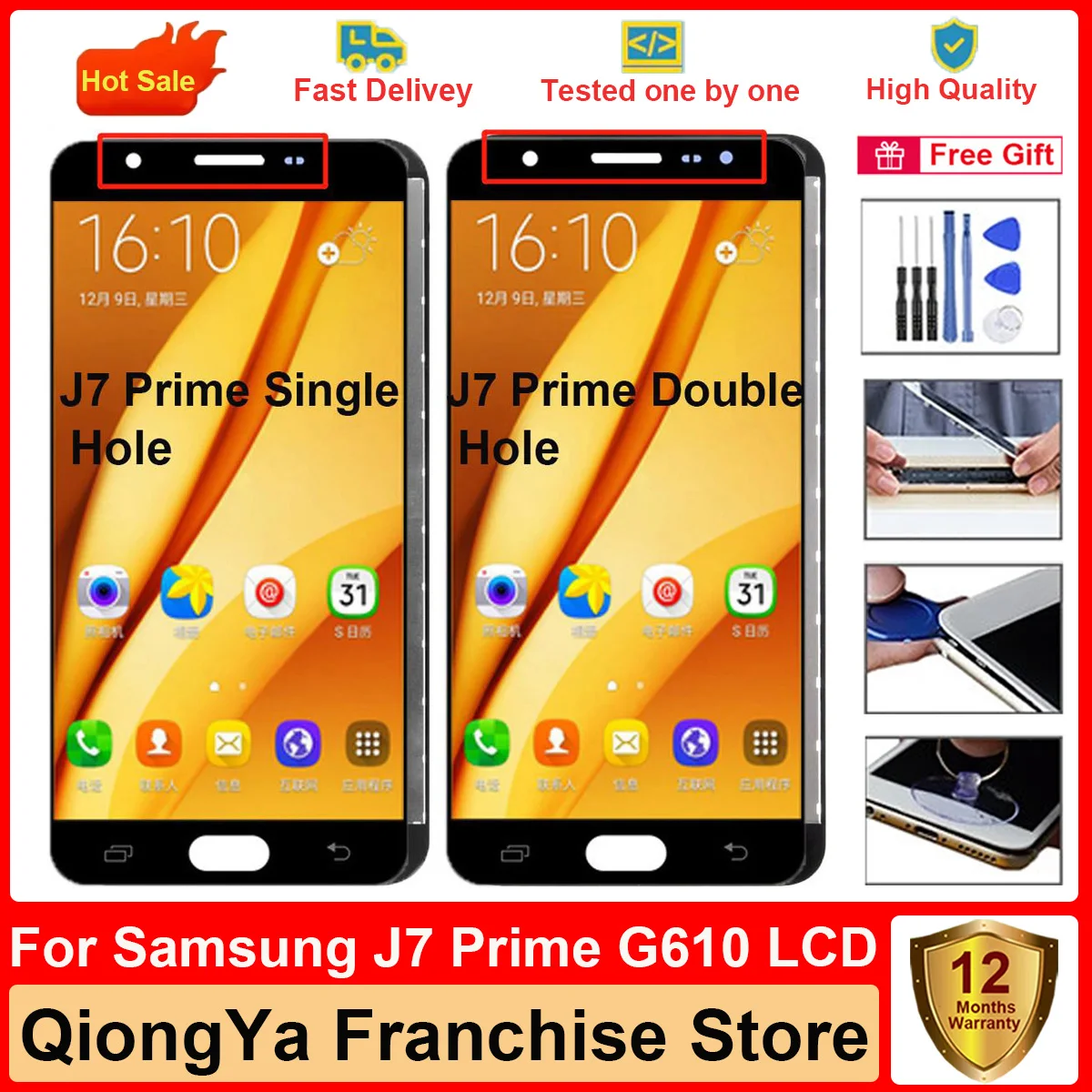 

Tested 5.5'' AMOLED g610 Display For Samsung Galaxy J7 Prime 2016 G610 SM-G610M G610F LCD with Touch Screen Digitizer Assembly