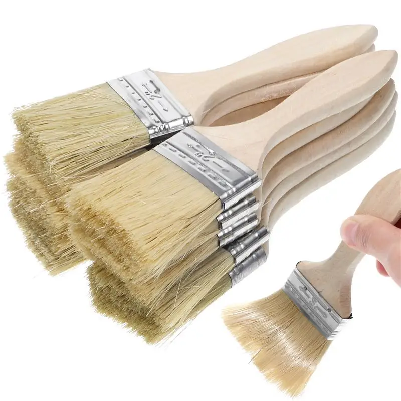

10pcs Thickened Wooden Handle Paint Brush Paint Wooden Handle Painting brush drawing brush Multipurpose Sauce Pastry artist home