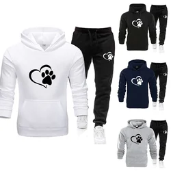 Men Tracksuit Spring Autumn Cat Claw Hoodie and Pants 2Pieces Set Casual Long Sleeve Pullover Outdoor Gym Male Jogging Suits