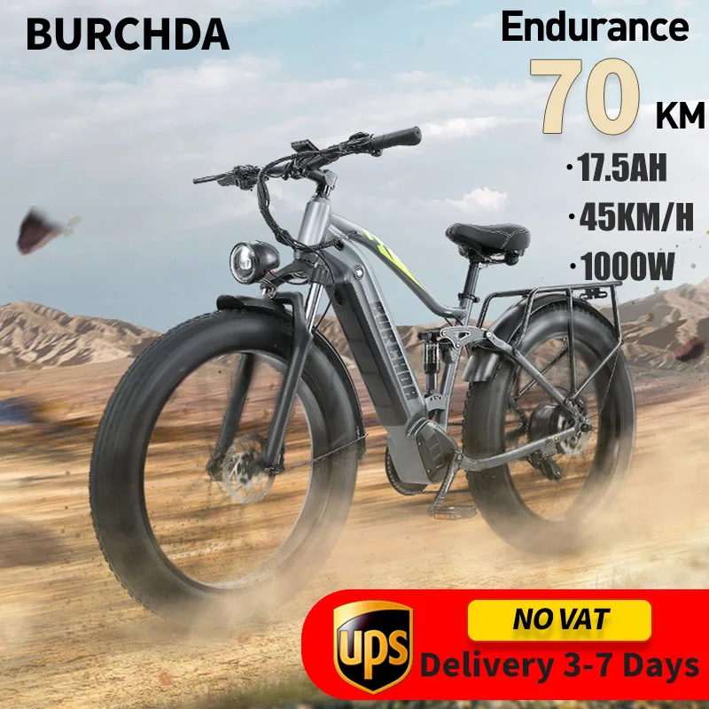 Burchda Ebike Rx50 Rx80 1000W Mens Mountain Bike Bicicletta Elettrica Per Adulti City 48 V18Ah Batteria Al Litio 45 Km/H Bici Elettrica