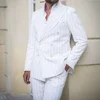White Striped Men Suits High-end Peak Lapel Double Breasted Blazer with Pants Formal Casual Wedding Tuxedo 2 Piece Suits for Men 3
