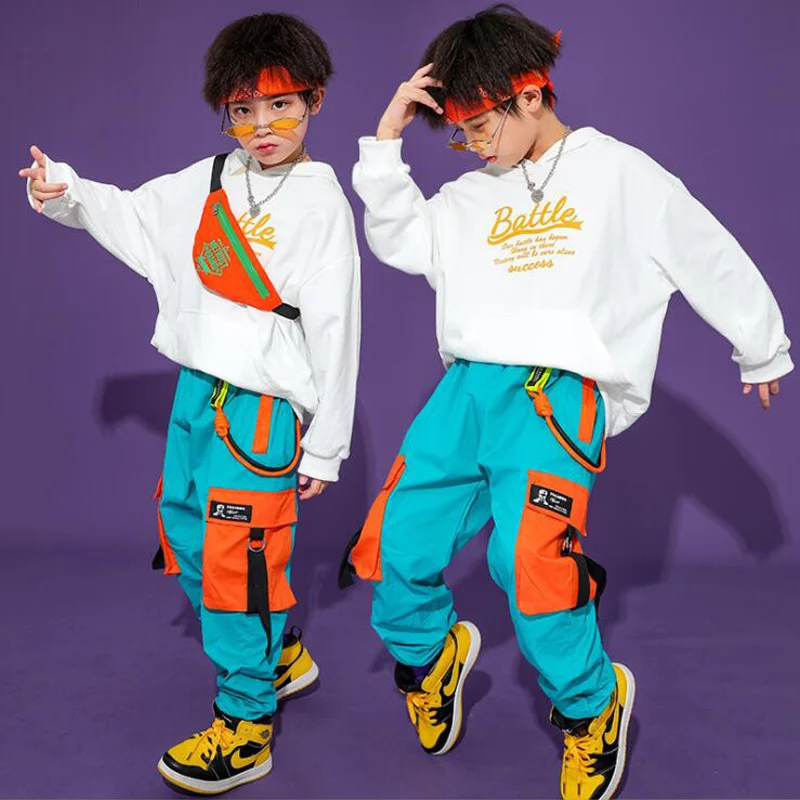 

Kids Festival Hip Hop dancing Clothing Hoodie Tops Cargo Pants for Girls Boys Jazz Dance Costume Clothes Halloween Street wear