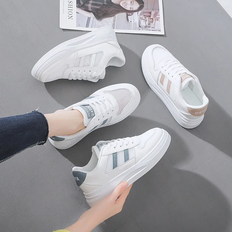 New Women Shoes White Sneakers Vulcanized Shoes 2022 Fashion Girls Running Shoes Lace-up Comfortable Casual Shoes Female Shoes