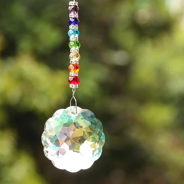 Fatima Csakra Lógó Kristály Mandala Szivárvány Napsütő Prizma Könnyű Fogó Jóga Meditációs Gyöngyök Szál Medálkert Dekoráció - Image 5