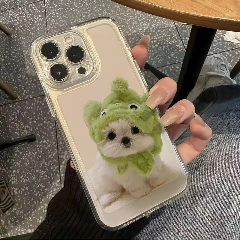 Whimsical Green Headgear Puppy Dog Phone Case - Cute Protective Cover