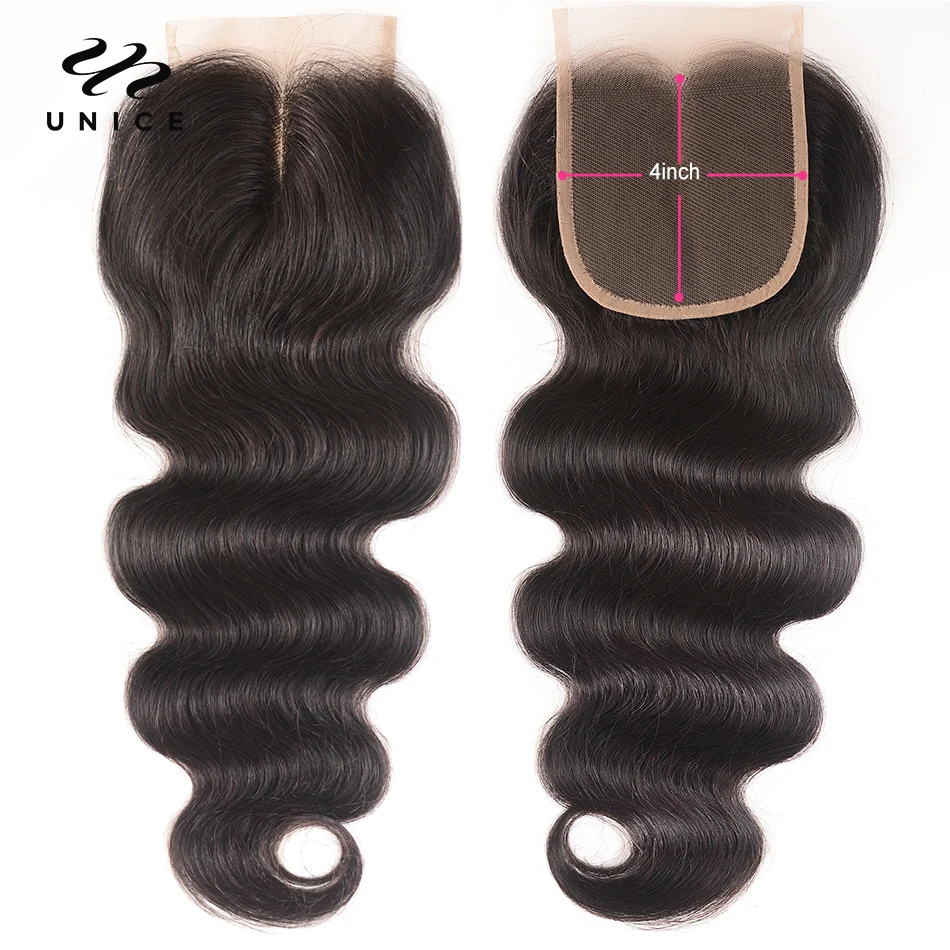 UniceHair100BrazilianHumanHairBodyWave818Inch44Lace