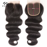 Unice Hair 100% Brazilian Human Hair Body Wave 8-18 Inch 4*4 Lace Closure Natural Color Remy Hair Weaving 1PC Free Shipping 1