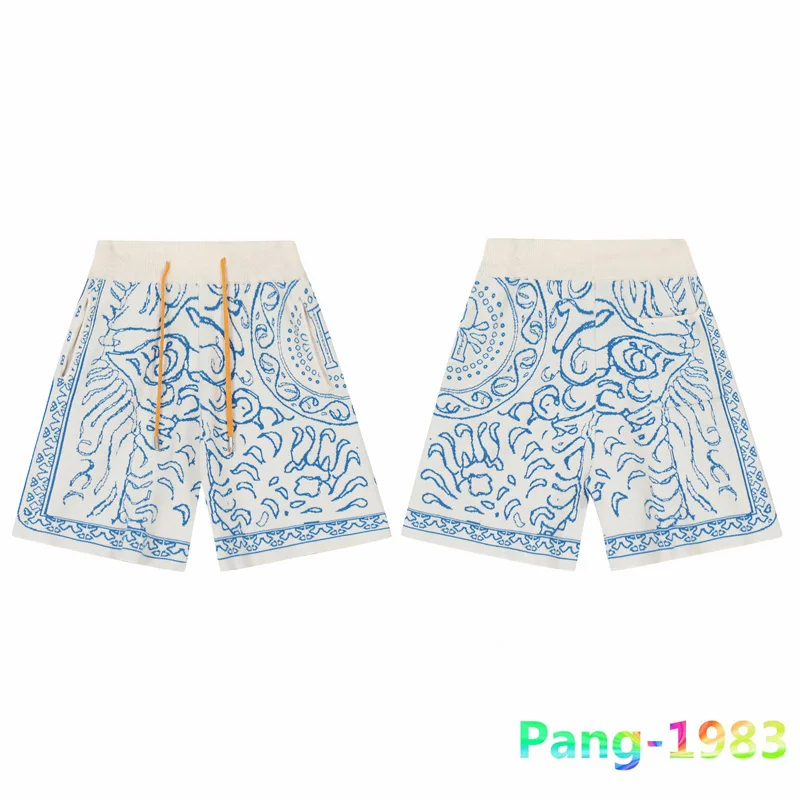 

2023 Streetwear Cashew Flower Rhude Shorts Men Women 1:1 High Quality Knitted Shorts Drawstring Shorts