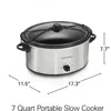 7-Quart Portable Slow Cooker Serves 8+, Dishwasher Safe Crock, Lid Latch Strap for Travel, Brushed Silver, Multi-functional Pot 5