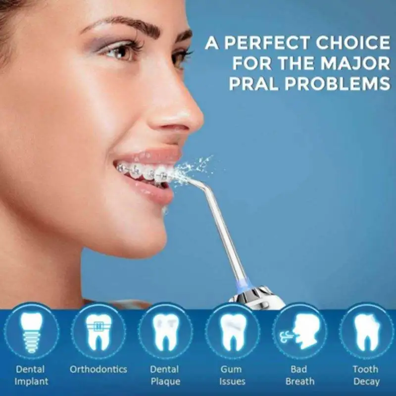Dental cleaner portable cordless oral irrigator 3 modes waterproof rechargeable with 4 nozzles