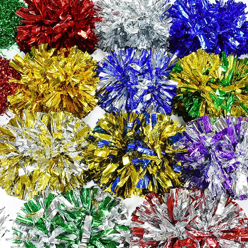 2 Pack Cheerleading Pom Poms With Baton Handle - Fluffy Team Spirit Dance Poms