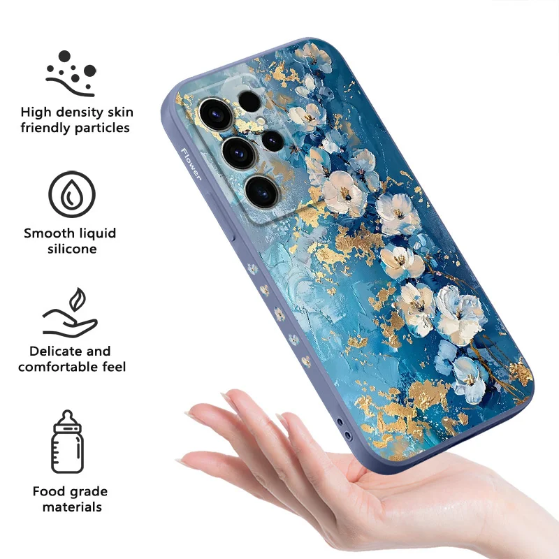 Gold Leaf Flower Phone Case - Elegant Protective Cover