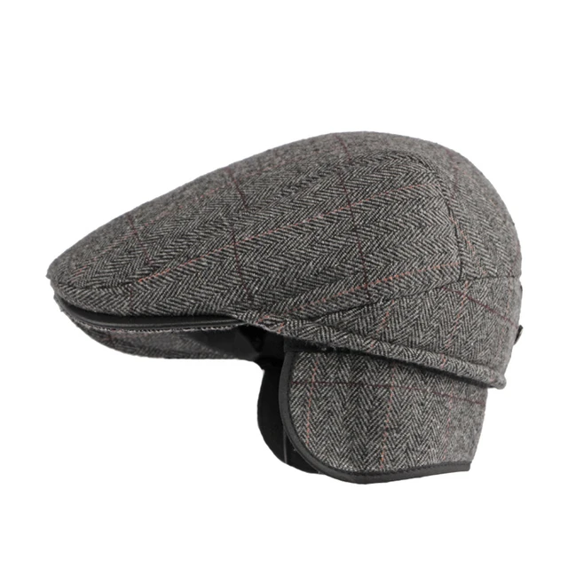 gorras hombre invierno, sombreros,Gorro de invierno para hombre, Boina de  sarga plana con visera con