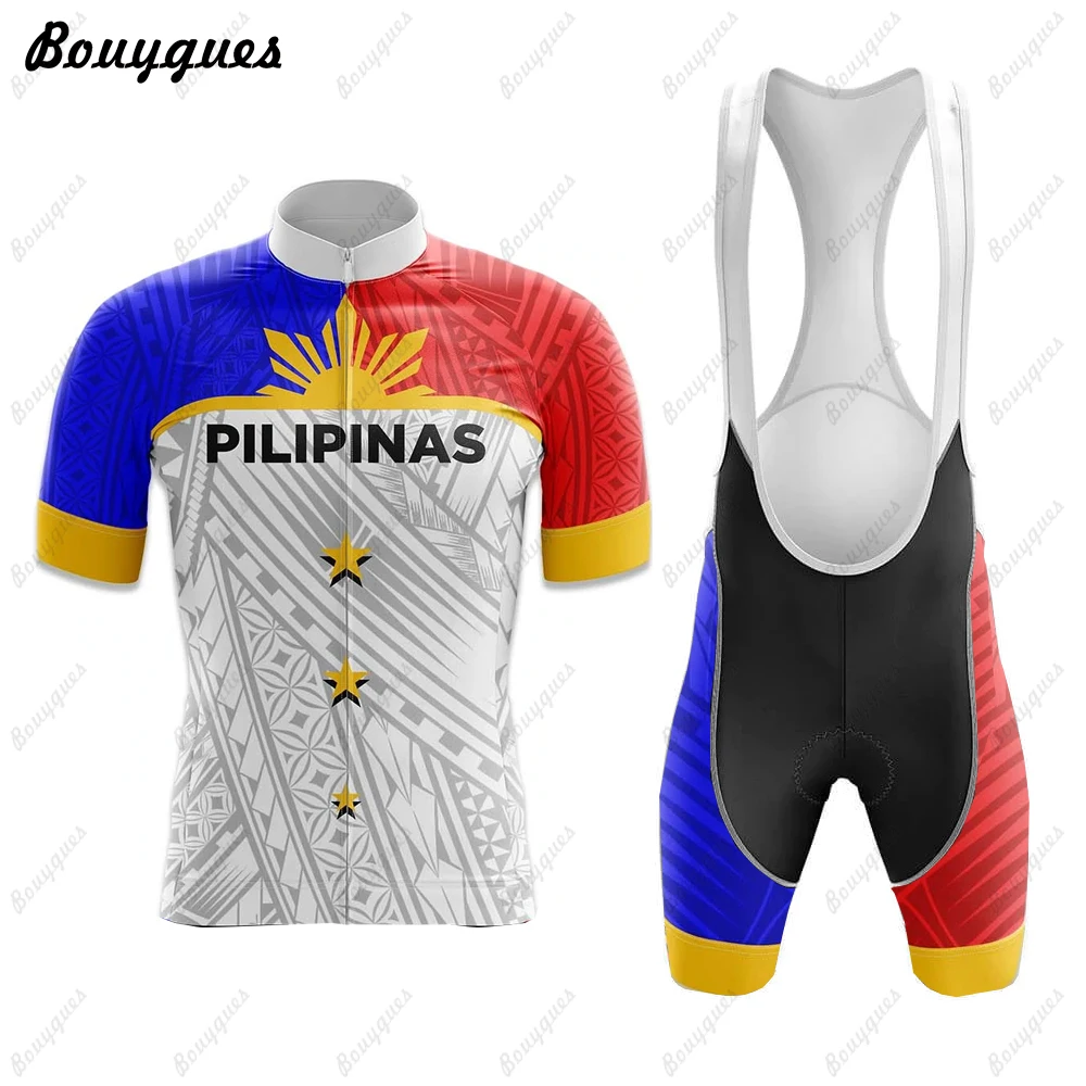Pilipinas Cycling Jersey Set Maillot Ciclismo Hombre Men Short sleeve Cycling Wear MTB Bike Suit Bib/Shorts Breathable Gel Pad