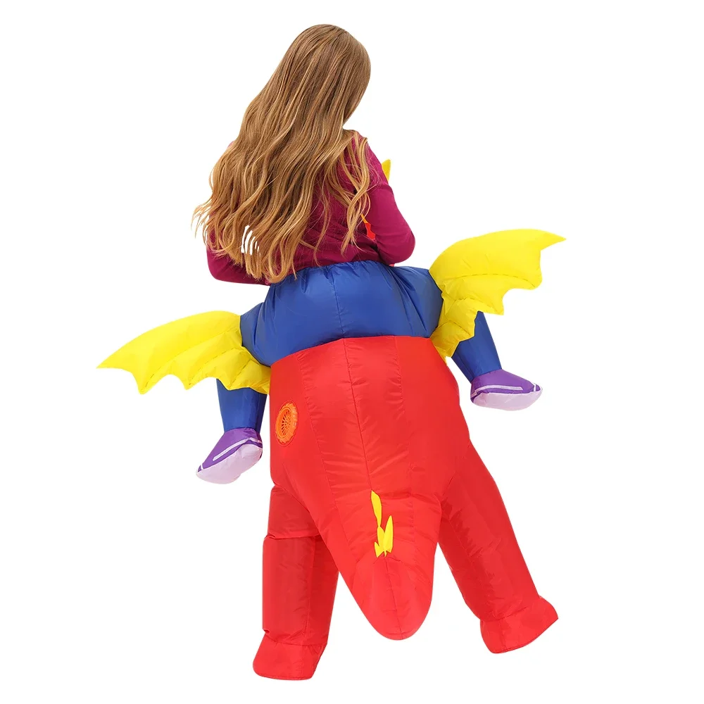 Adults Kids Inflatable Dinosaur Costume Fun Pterosaur Ride Costume Suitable for Halloween Carnival Party Role Playing Props