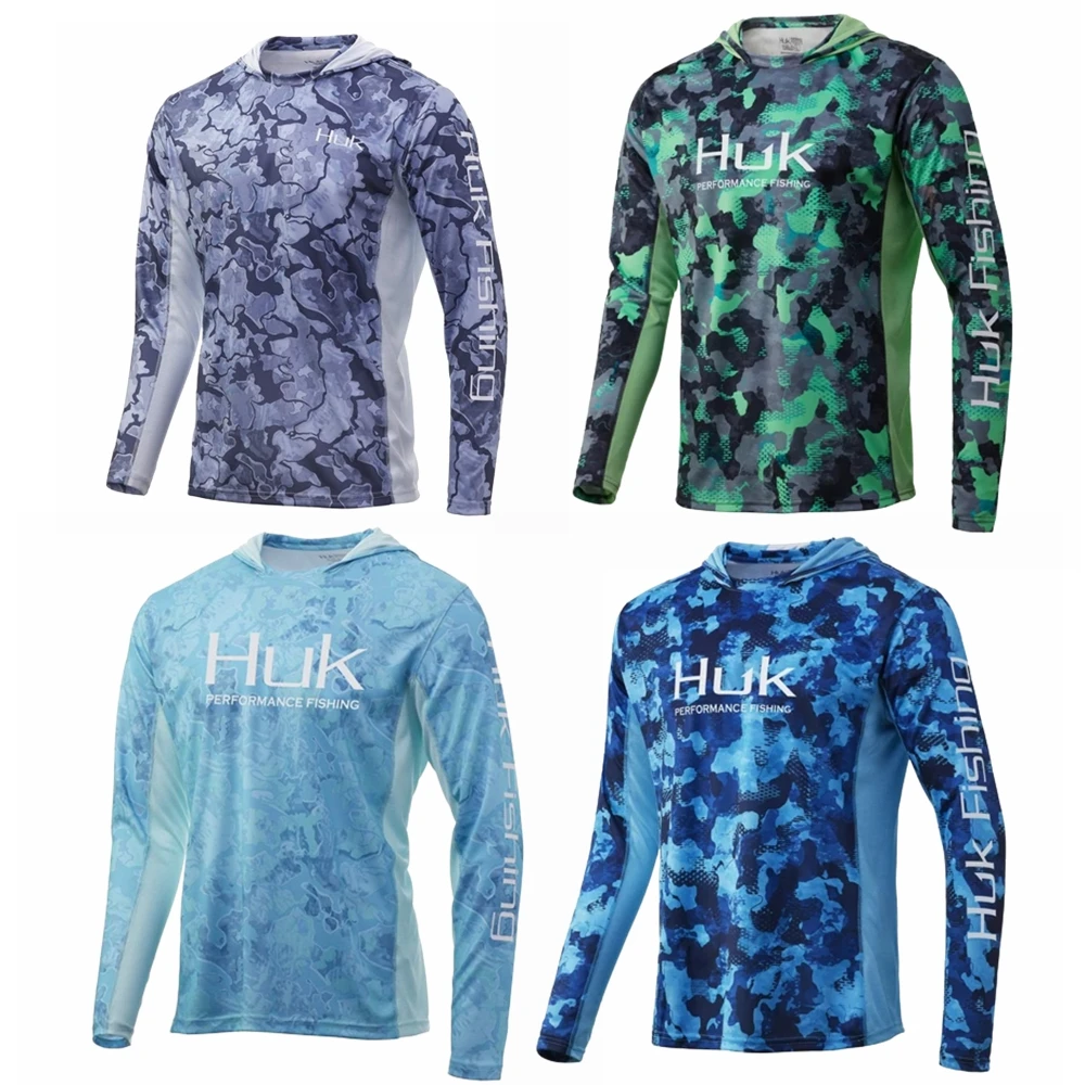 

HUK Fishing Hoodies T shirt Men Fishing Wear Anti-UV Sunscreen Sun Protection Dress Clothes Fishing Shirt Breathable Fish Jersey