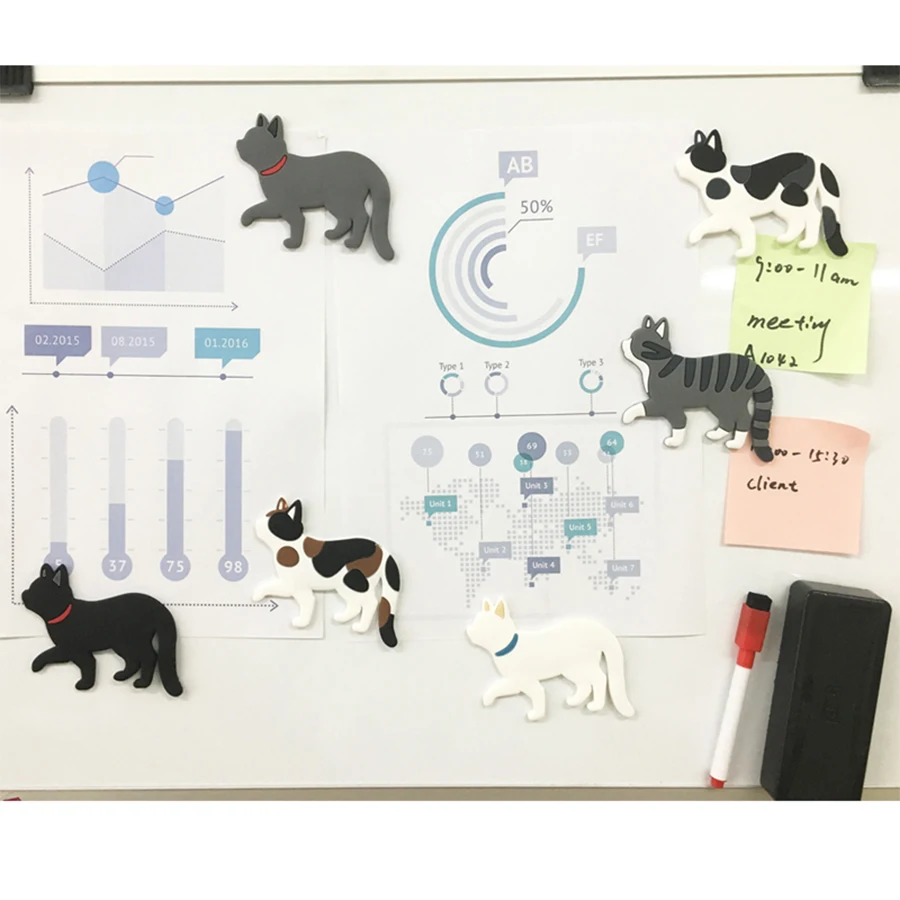 Walking Cat Creative Cartoon Cute Magnetic Suction Hook, Refrigerator Fridge Magnet With Hooks Auxiliary Hooks Home Storage