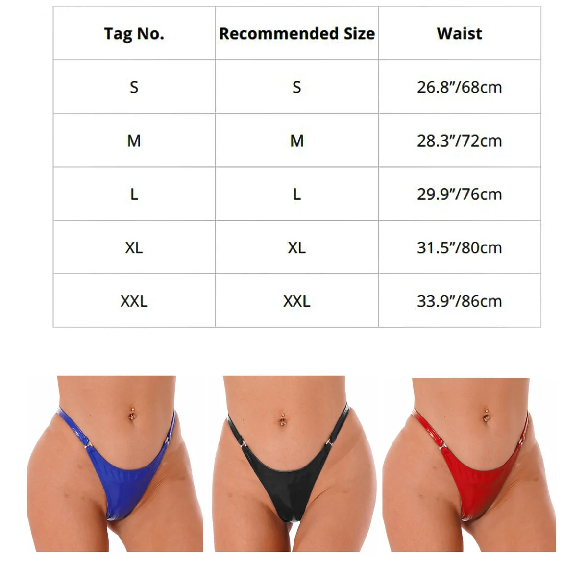Freebily Perizoma Donna Con Giarrettiera Sexy Tanga Con Cavallo Aperto G-String In Pelle Verniciata Wetlook Thong A Vita Alta Lingerie Sexy Hot Per Sesso Clubwear Sleepwear Nero S - Foto 3
