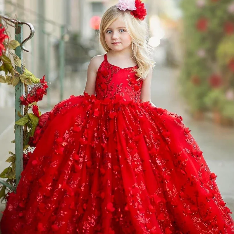 꽃 소녀 드레스 절묘한 민소매 바닥 길이 공주 원피스, 웨딩 신부 들러리 생일 ..