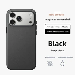 Premium Woven Magnetic Protective Case with MagSafe Compatibility for iPhone 18 Pro Max (Black NO Logo)