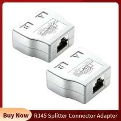 Dual RJ45 Ethernet Splitter Connector Adapter, Shielded Female Extender (Silver 1 Pair)