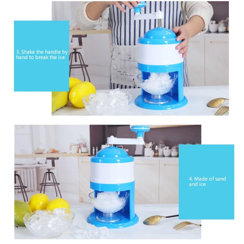 Manual Ice Crusher Slush Machine Ice Shaved Cocktails Crusher Household Slushie Machine for Home Outdoor C4DA
