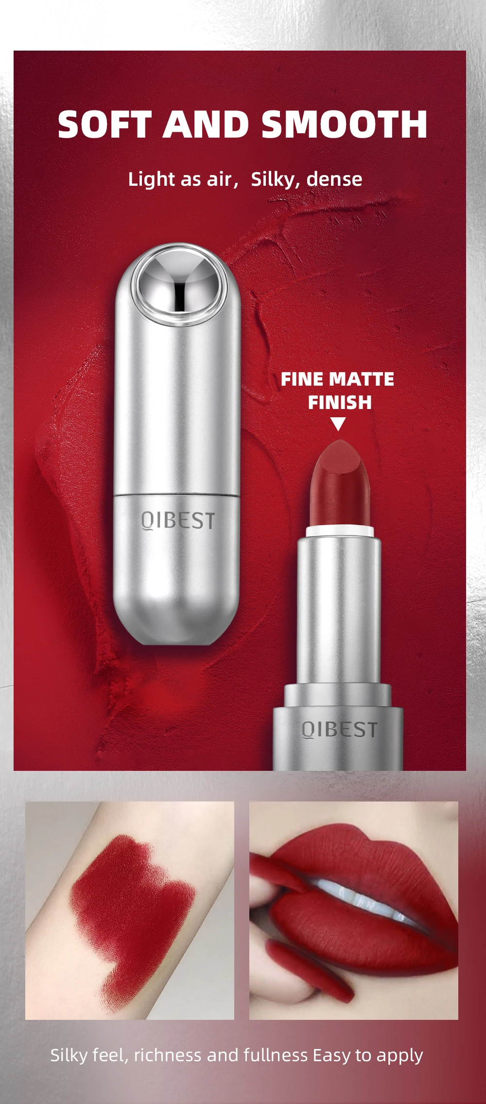 Professioneller Matter Lippenstift Langhaftender Wasserfester Lippenstift_voghion.com