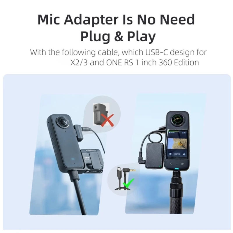 

Action Camera Connector Wireless Microphone Adapter External Mic for Improved Sound Quality for Drop Shipping