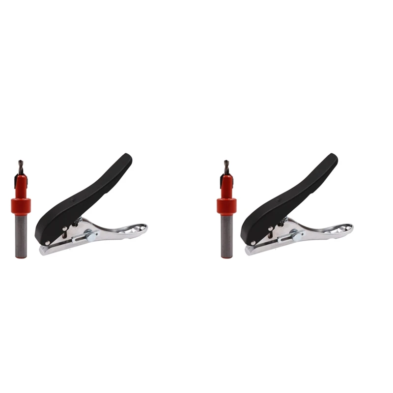 

2 Pcs Card Hole Punch Set Edge Banding Punching Pliers Paper Screw Cover With Countersink Drill Adjustable Position 2.8Mm