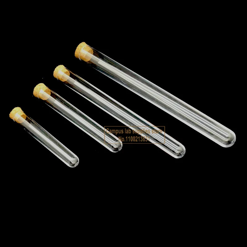 

5pcs/10pcs/20pcs Clear Lab Round Bottom Plastic Test Tubes with Cork DIA12mm-25mm for School Experiment Wedding Favours