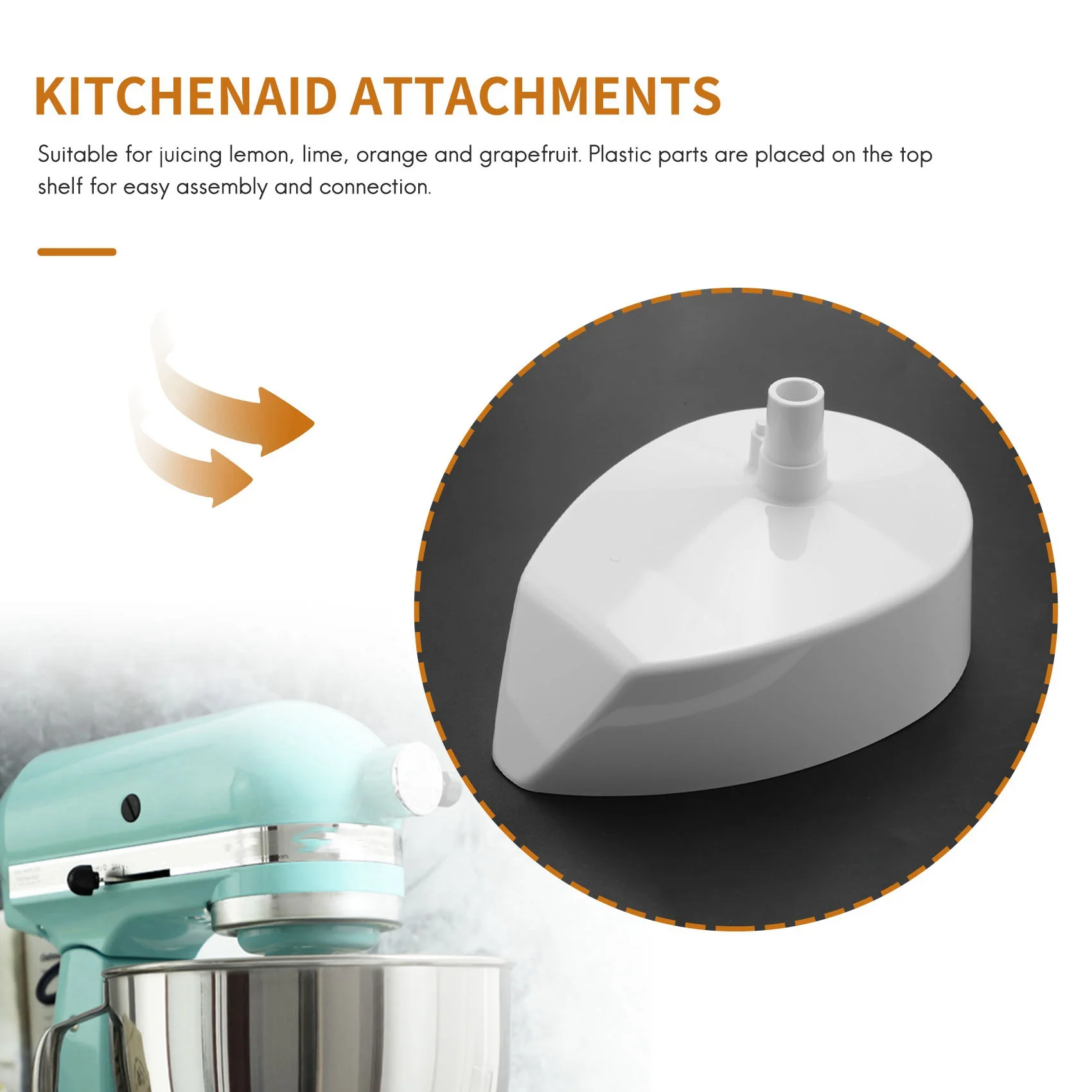 B59B-Juice Attachment For Kitchenaid Stand Mixers (4.5QT/5QT) Citrus Juicer Stand Mixer Attachment Reamer Dishwasher-Safe