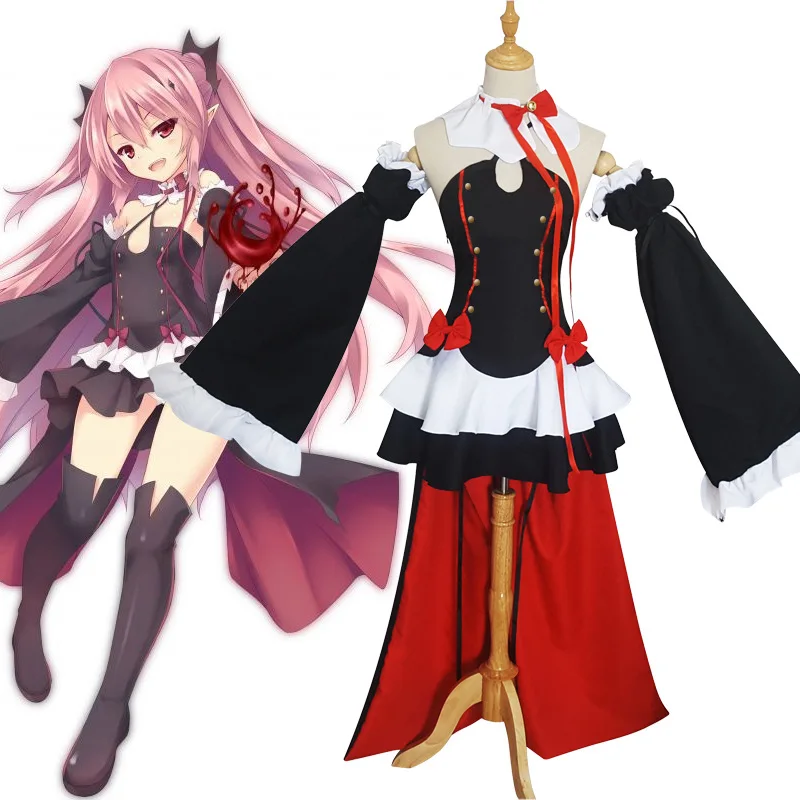 

Аниме Seraph of The End Krul Tepes женский костюм для косплея Dress, одежда вампира на Хэллоуин, костюм, парик, аксессуары