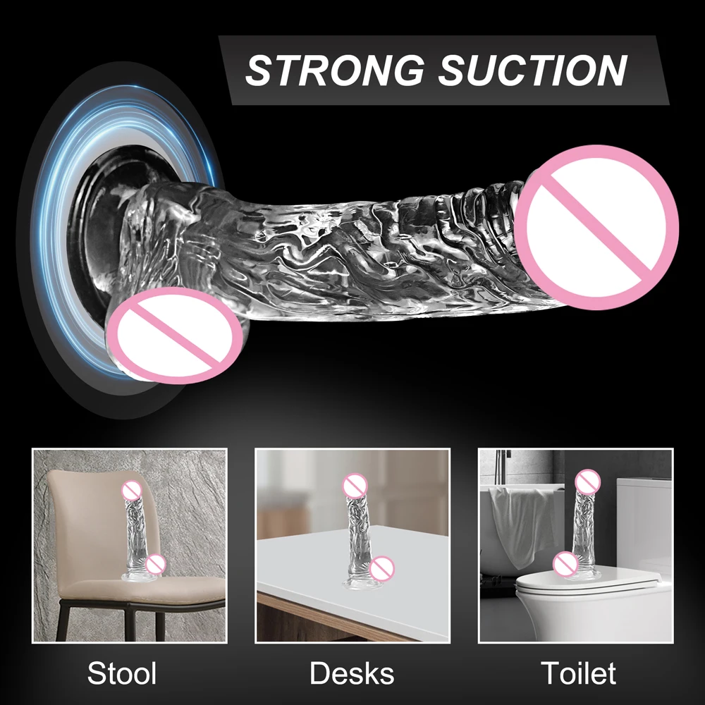 Transparent Realistic Penis Dildo Soft Crystal Jelly Dildos Strong Suction Cup Fake Dick Penis Anal Butt Plug Sex Toys for Women sex toys